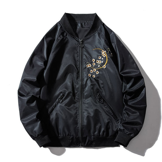 Street Style Dragon Embroidery Thin MA-1 Flight Jacket Men's Baseball Jacket Couple Outfit - SkyeDragon Gifts