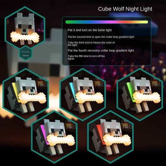Minecraft Wolf Dog Touch Lamp, Ambient Night Light Game Merchandise Ornament, Christmas Gift Decor