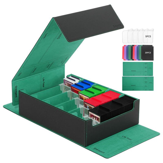 3800+ Capacity Card Storage Box. Includes 20 Dividers, 5 Supporters, Leather Magnetic Closure. Great for YuGiOh & MTG Cards. - SkyeDragon Gifts