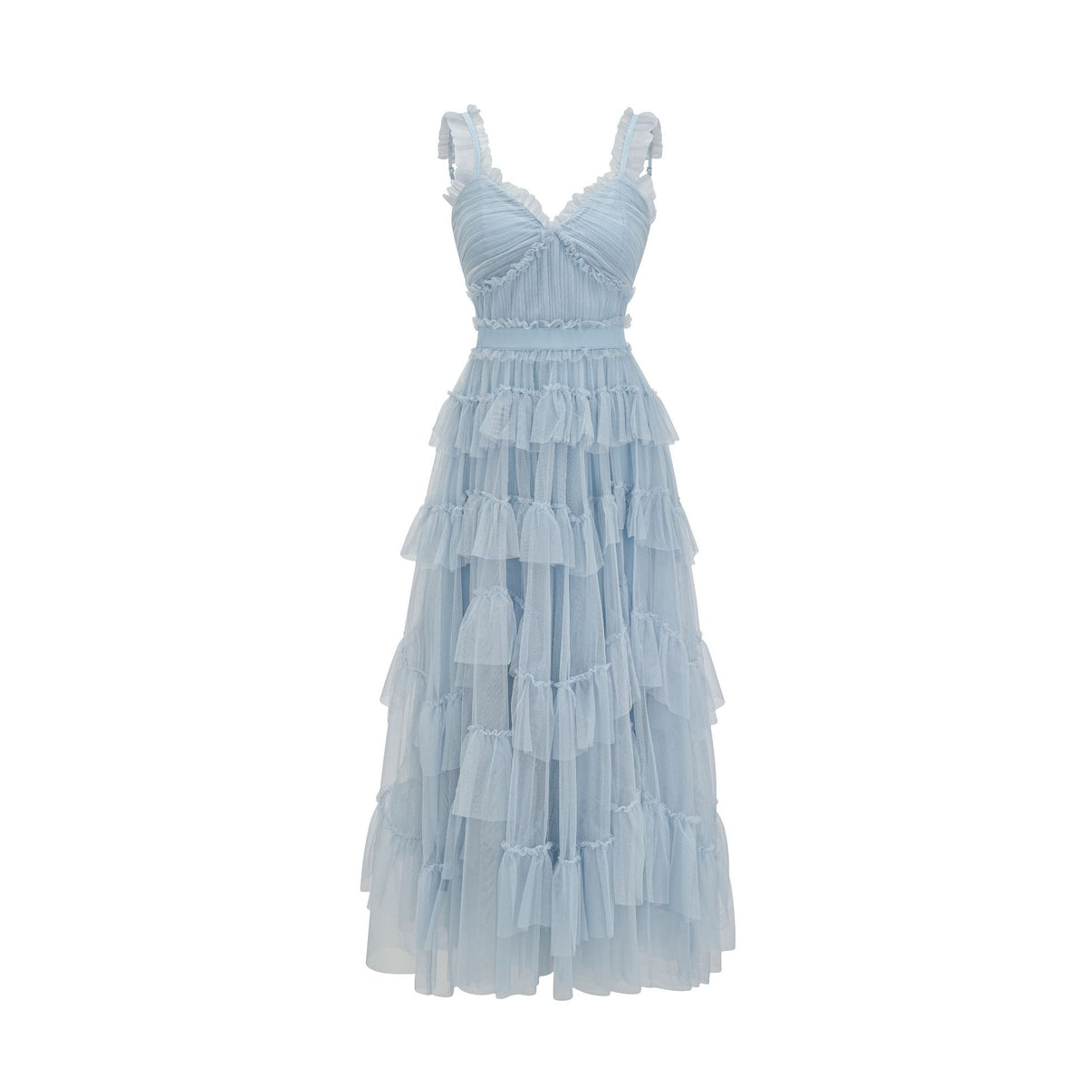 Sweet and Cute Strapless Dress V-neck High Waist Tiered Skirt Lolita Fairy Dress