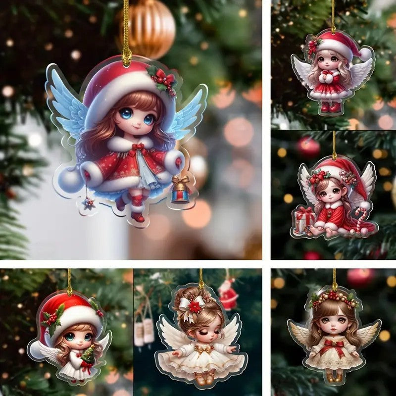 Acrylic Flat Classic Christmas Hat Little Fairy Series Christmas Tree Decoration Pendant Keychain