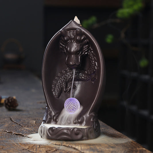 Creative LED Lamp Backflow Incense Burner Original Chinese Dragon Backflow Aromatherapy Furnace Ornament