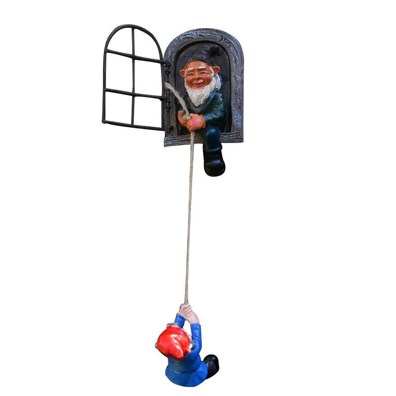 Gardening Decoration Garden Sculpture Turning Over The Window Climbing Dwarf Old Man Big Tree Decoration Resin Crafts