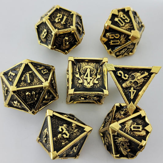 Metal Dice Set DND Dungeons & Dragons Polyhedral RPG Dice Role Playing TRPG Dice d20 - SkyeDragon Gifts