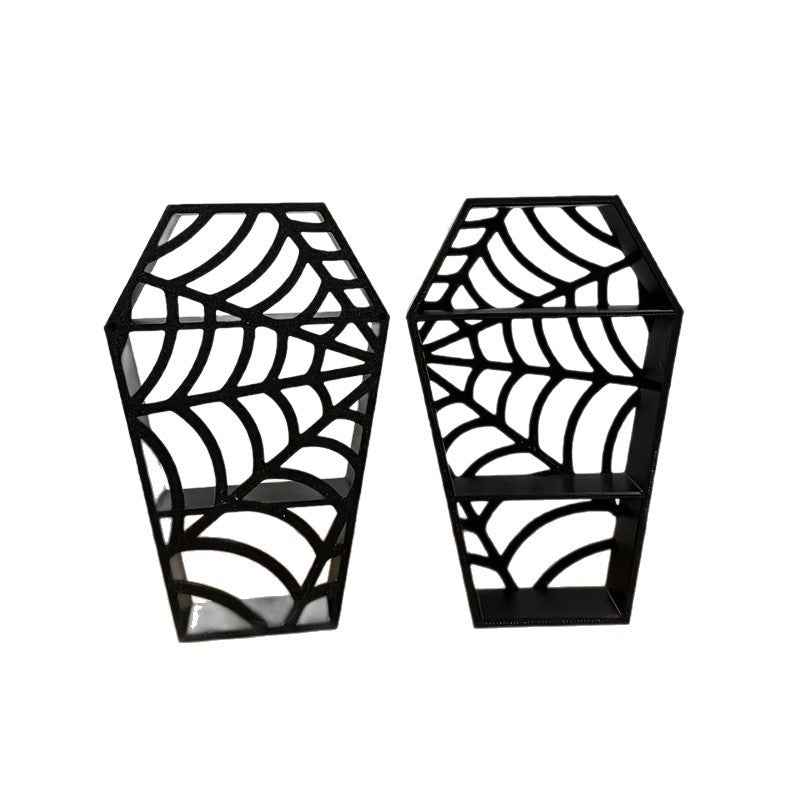 Gothic Style Coffin-Shaped Spider Web 3D Printed Jewelry Stand Decorative Ornament
