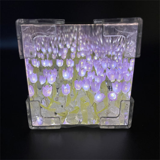 Magic Cube Tulip Night Light Creative DIY Three-Dimensional Flower Sea Material Package Gift for Girlfriend Couple Girlfriend Gi - SkyeDragon Gifts