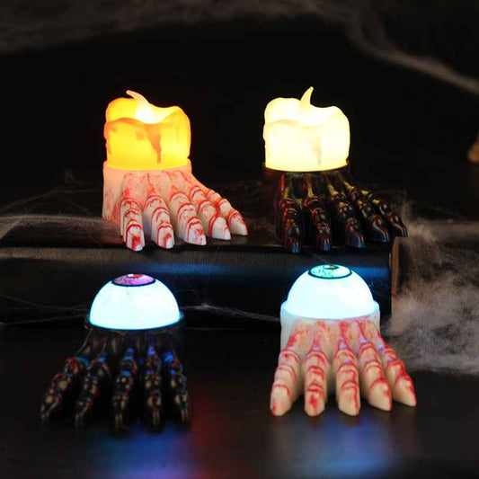 Halloween Ghost Hand Candle Light, Fake Skull Hand Decoration Prop, Glowing Party Ornament, Atmosphere Decor