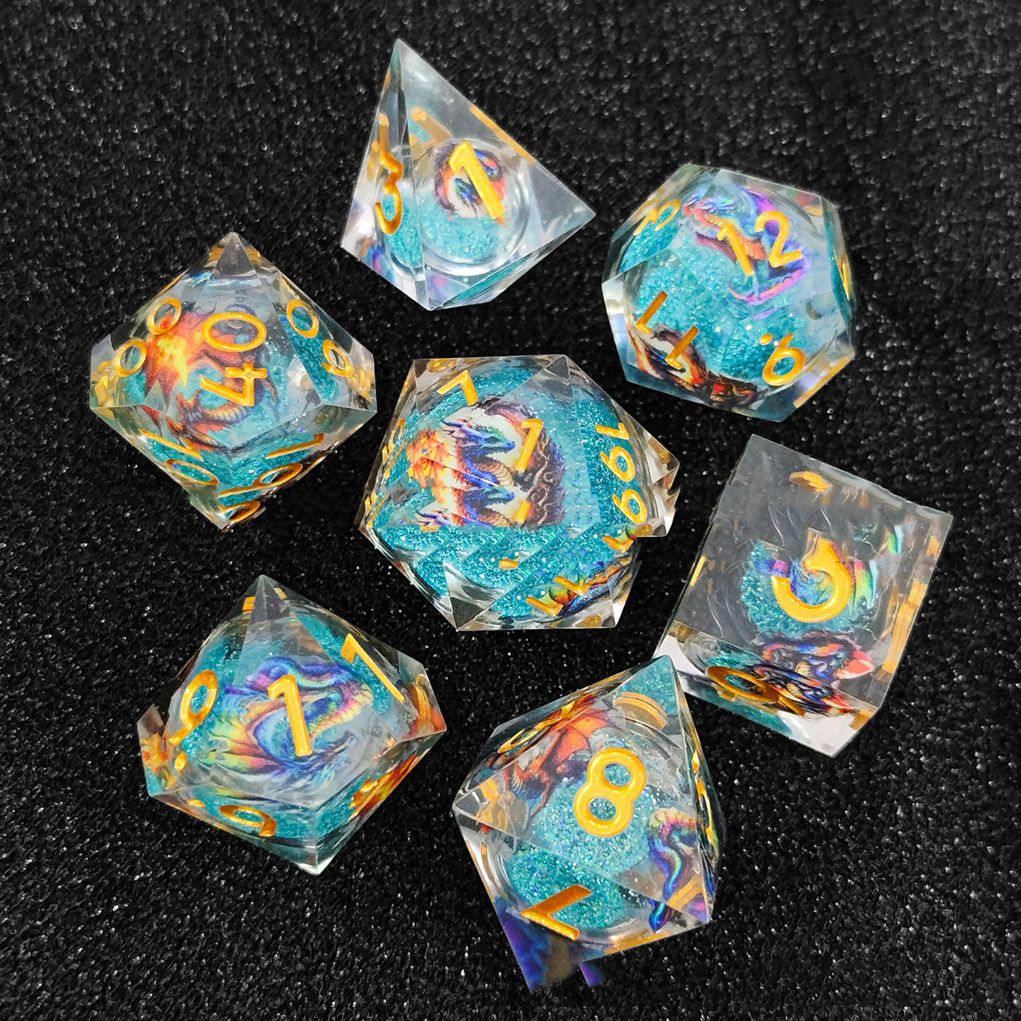 Resin Sand Flow Dice Liquid Core DND DungeonsDragons TRPG Board Game Dice Set Roleplaying Cthulhu - SkyeDragon Gifts