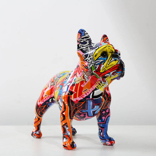 Colorful Bulldog Resin Figurine Desktop Decor For Home Office And Living Room