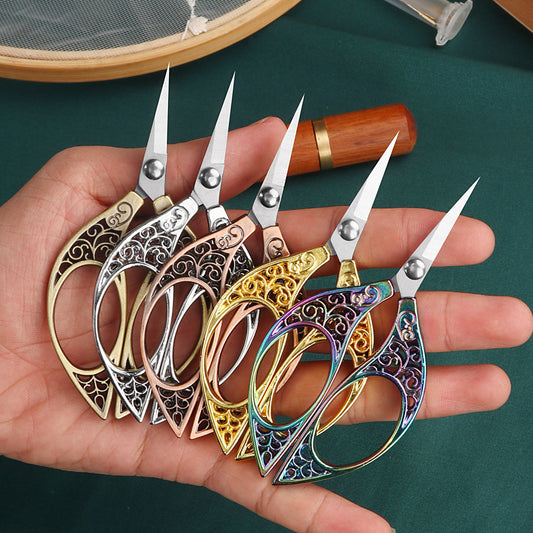 Retro Small Scissors Tailor Cutting Thread Head Tea Pointed Stainless Steel Office Dragon And Phoenix Handmade Special Gold Scissors - SkyeDragon Gifts