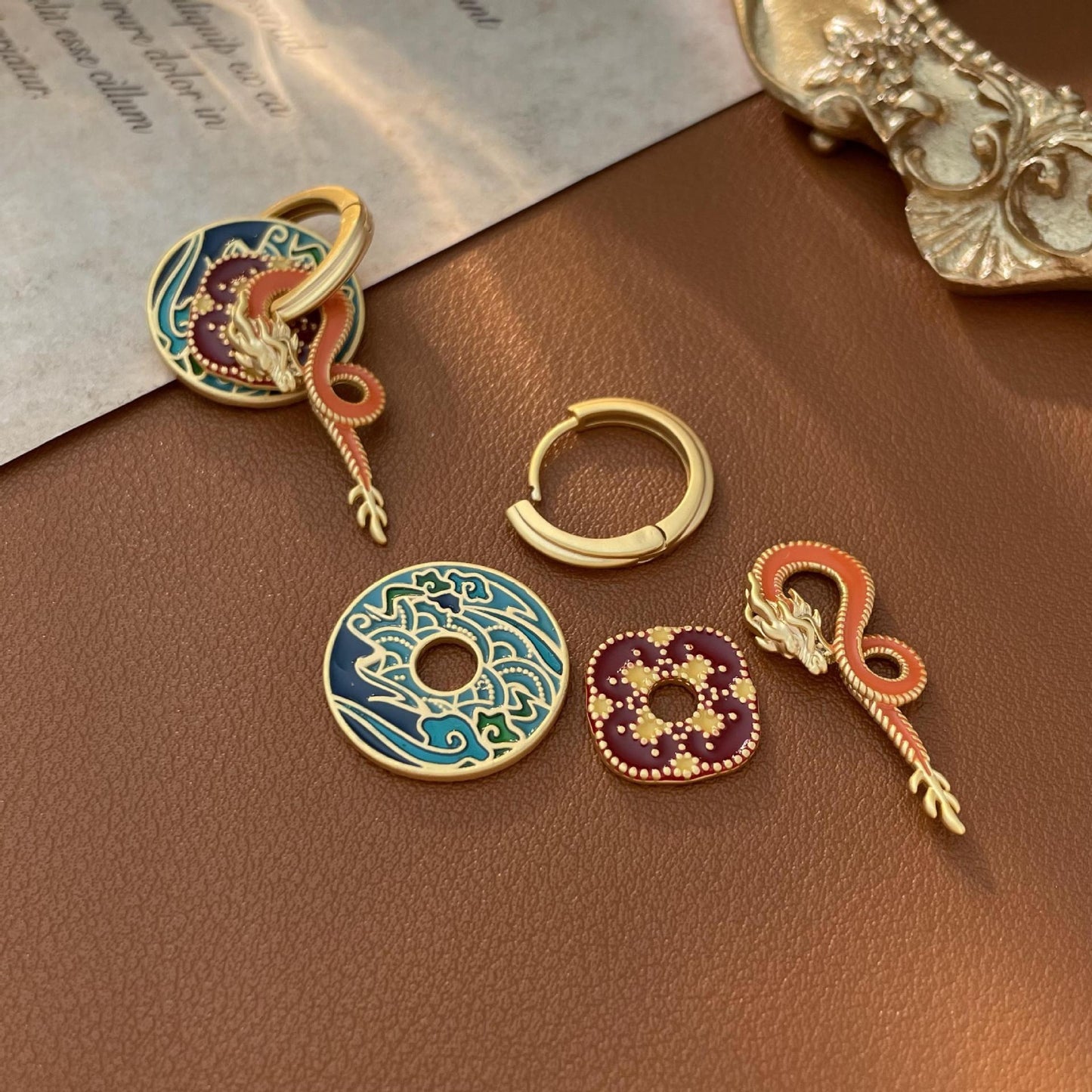 National style palace style dragon shaped earrings for women - SkyeDragon Gifts