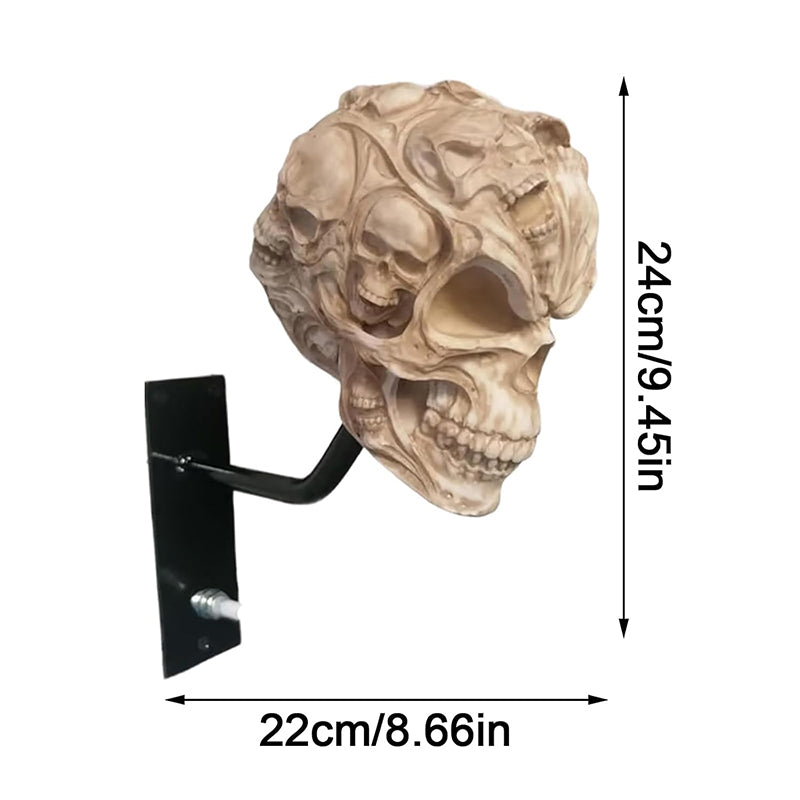 Antique Skeleton Helmet Wall Mount Resin Motorcycle Gear Holder Gothic Decor
