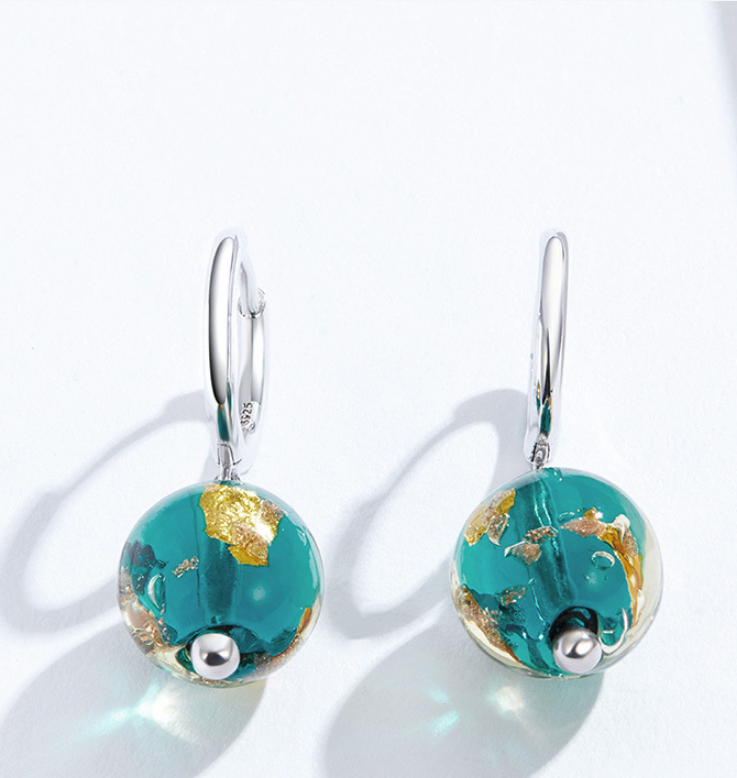 Fashion Fantasy Glass Earrings Sterling Silver S925 Earrings Glass Silver Earrings Hypoallergenic - SkyeDragon Gifts
