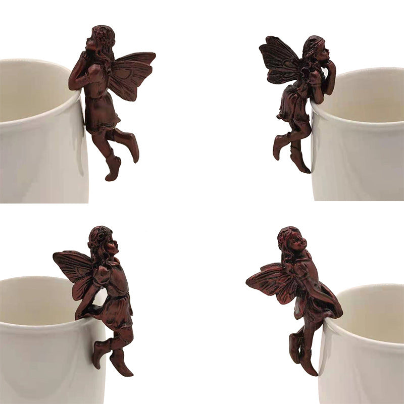 Flower Fairy Potted Pendant Home Garden Fairy Girl Hanging Cup Resin Handicraft Statue