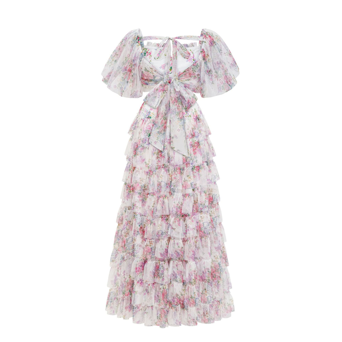 Womens Floral Embroidered Crop Top High Waist Maxi Skirt Set