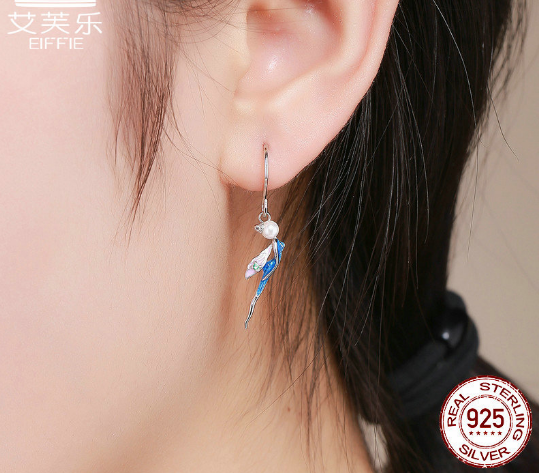 Cute Fairy S925 Sterling Silver Earrings Temperament Female Earrings SCE378