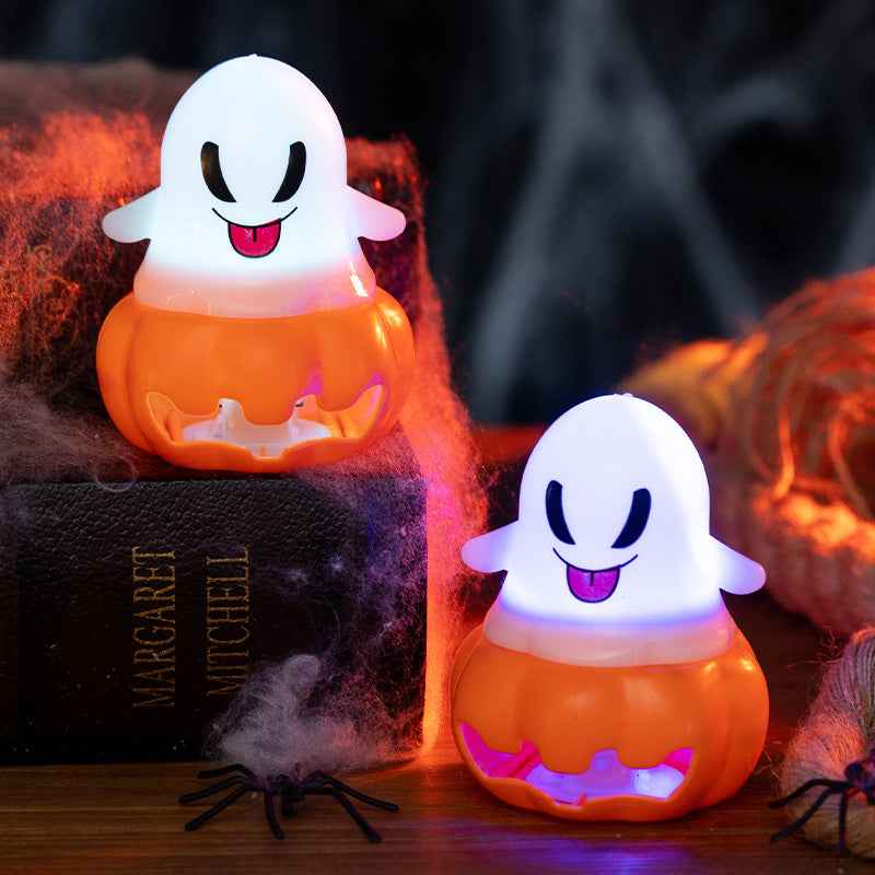 Halloween Ghost Pumpkin Lantern Light-Up Decoration Props for Party Scene Decoration Plastic Supplies