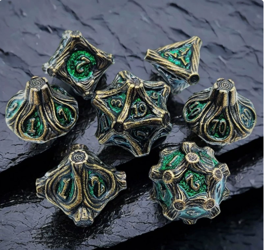Solid Metal and Wood DND Dice TRPG Cthulhu Set Polyhedral Dungeons & Dragons COC Tabletop Role-Playing Game - SkyeDragon Gifts
