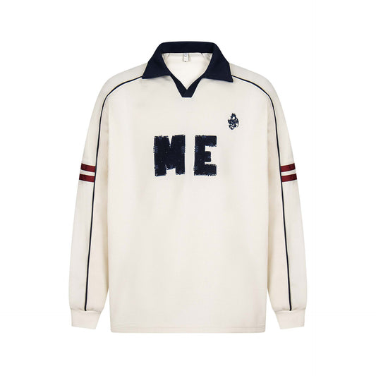 Style Color Block Dragon Letter Embroidery Polo Sweatshirt Unisex Loose Casual Top - SkyeDragon Gifts