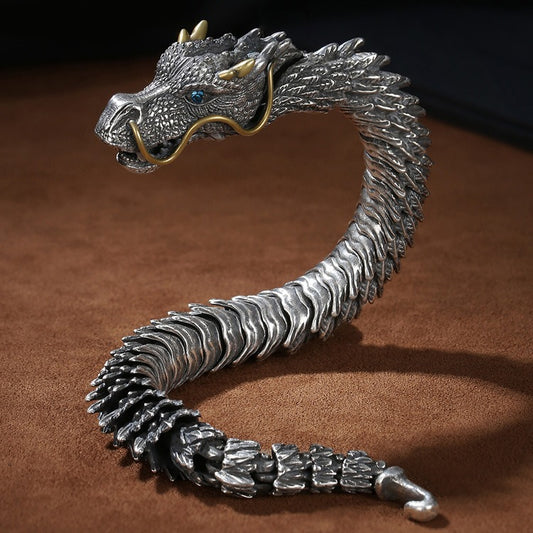 Dragon bracelet silver plated men's retro and domineering trend men's bracelet keel cool and high-end feeling - SkyeDragon Gifts