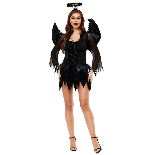 Halloween Cosplay Costumes Feather Angel Fairy Wing Fantasy Ghost Vampire Dress - SkyeDragon Gifts