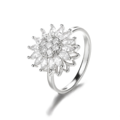 Sunflower Rotation Ring for Anxiety Relief - SkyeDragon Gifts