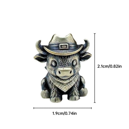 Brass Cow Head Paracord Bead Set, Western Calf Cutter Lanyard Pendants for Knife EDC & DIY Bracelets