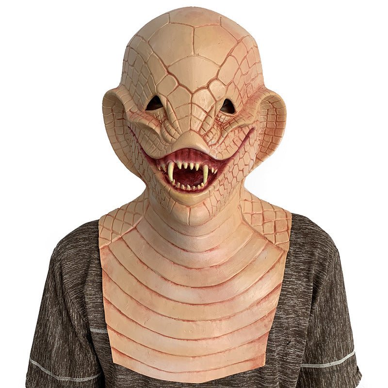 Realistic Basilisk Reptile Mask Full Face Latex Horror Costume for Adults
