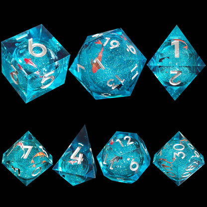 Resin Sand Flow Dice Liquid Core DND DungeonsDragons TRPG Board Game Dice Set Roleplaying Cthulhu - SkyeDragon Gifts