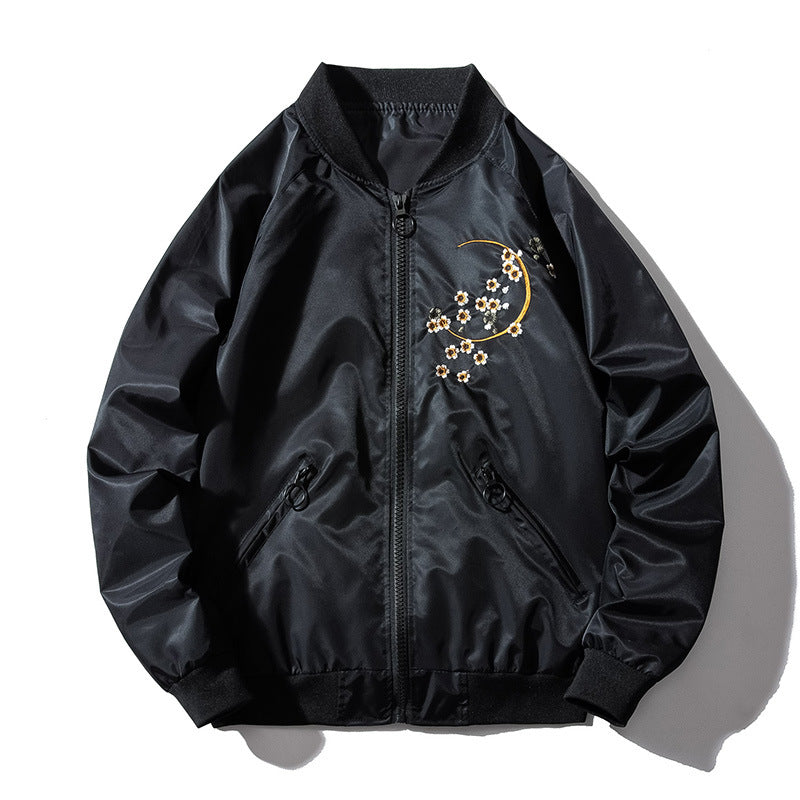 Street Style Dragon Embroidery Thin MA-1 Flight Jacket Men's Baseball Jacket Couple Outfit - SkyeDragon Gifts