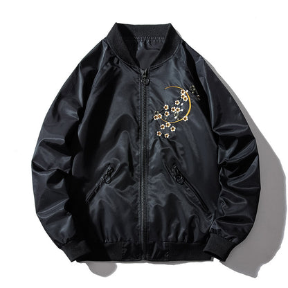 Street Style Dragon Embroidery Thin MA-1 Flight Jacket Men's Baseball Jacket Couple Outfit - SkyeDragon Gifts