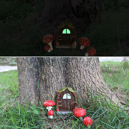 Luminous Mushroom Cabin Resin Craft for Garden Courtyard Decor