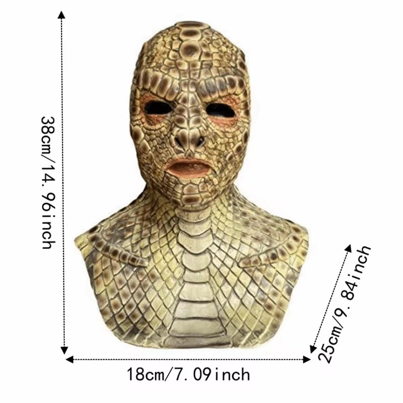 Realistic Basilisk Reptile Mask Full Face Latex Horror Costume for Adults