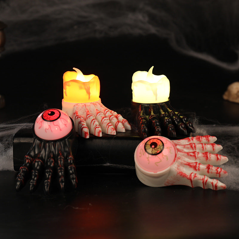 Halloween Ghost Hand Candle Light, Fake Skull Hand Decoration Prop, Glowing Party Ornament, Atmosphere Decor