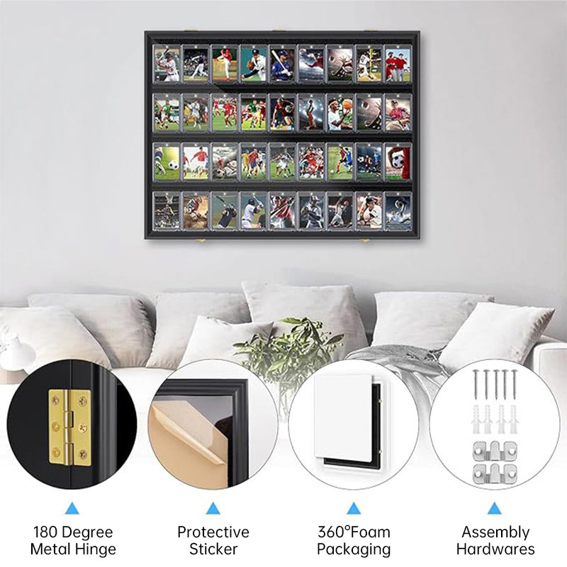 Large Sports Card Display Cases. Wooden, UV - protected acrylic fronts. For football, basketball, hockey cards. - SkyeDragon Gifts