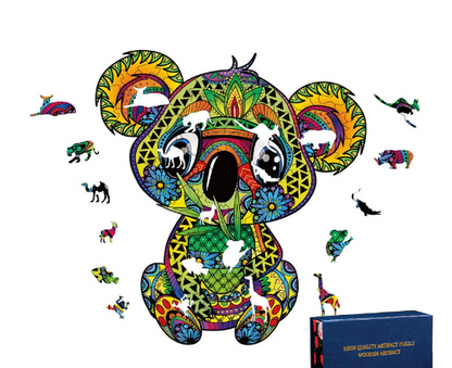 Cartoon Dragon Bear King Shaped Wooden Puzzle Irregular Three-Dimensional Animal Puzzle