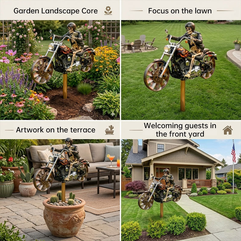 Motorcycle Wind Spinner Metal Decorative Pinwheel Windmill for Yard for Outdoor Patio Lawn Garden Landscape Backyard Art Decor - SkyeDragon Gifts