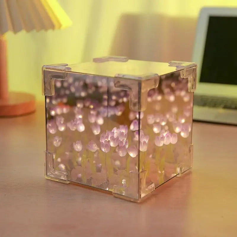 Magic Cube Tulip Night Light Creative DIY Three-Dimensional Flower Sea Material Package Gift for Girlfriend Couple Girlfriend Gi - SkyeDragon Gifts
