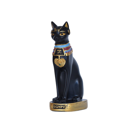 Egyptian Cat God Resin Fortune Cat Statue for Home Entrance Decor