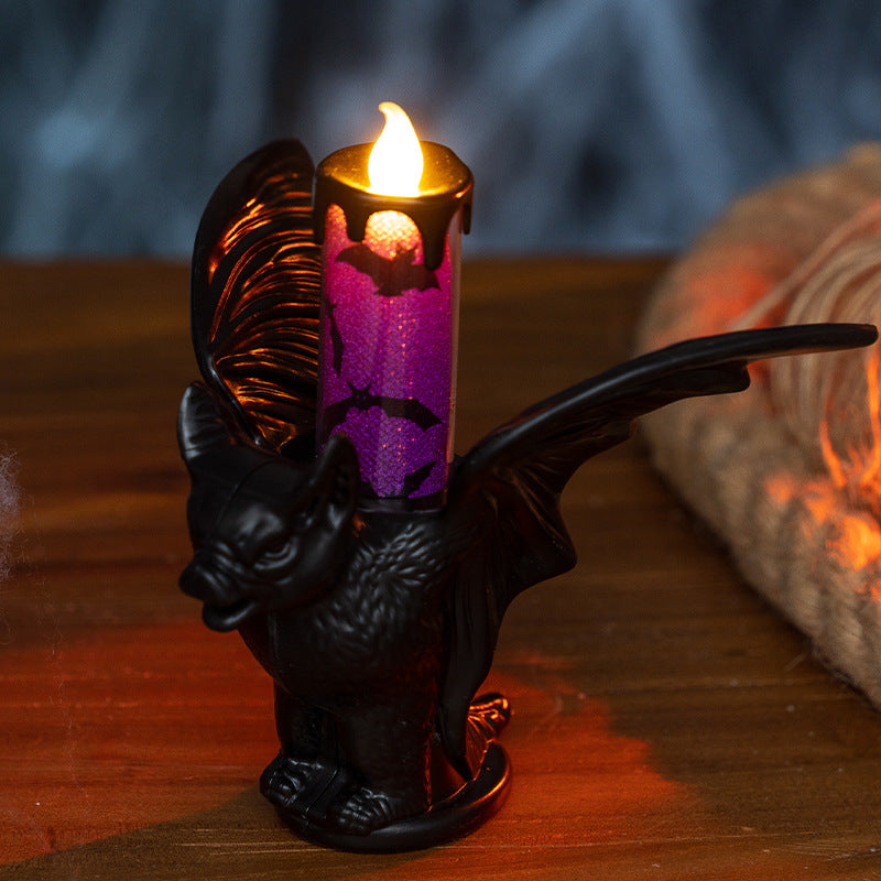 Halloween Decorative Candle Night Light, Halloween Decoration Prop, Candle Holder Ornament, LED Electronic Candle, Party Prop