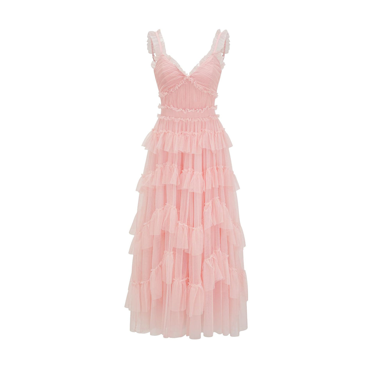 Sweet and Cute Strapless Dress V-neck High Waist Tiered Skirt Lolita Fairy Dress