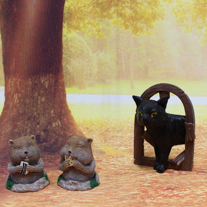 Resin Crafts Cat and Gopher Decoration Outdoor Courtyard Landscape Garden Decoration