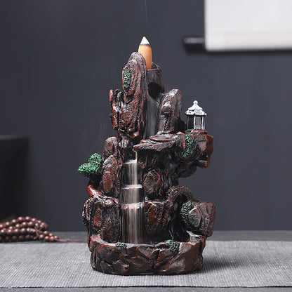 Back Flow Incense Burner Creative Home Decoration Alpine Flowing Water Resin Crafts Sandalwood Incense Burner