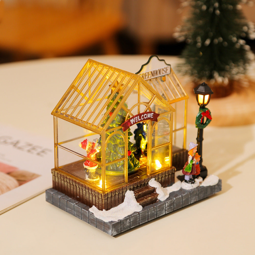 Christmas Musical Light Up Resin House Desktop Decoration Gift for Holidays