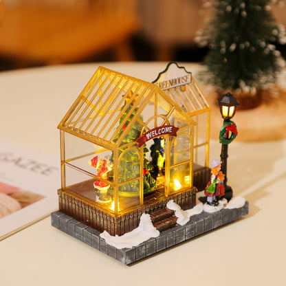 Christmas Musical Light Up Resin House Desktop Decoration Gift for Holidays