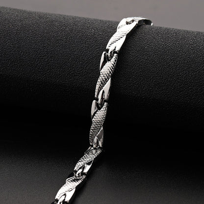 Jewelry Men's Titanium Steel Room Gold Bracelet Women's Jewelry Dragon Pattern 7mm Wide
