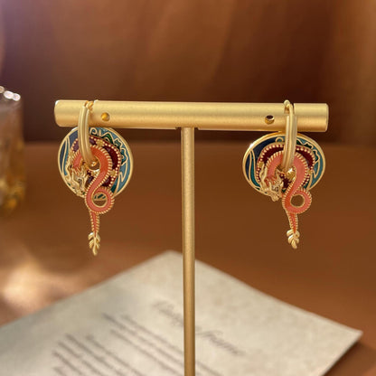 National style palace style dragon shaped earrings for women - SkyeDragon Gifts
