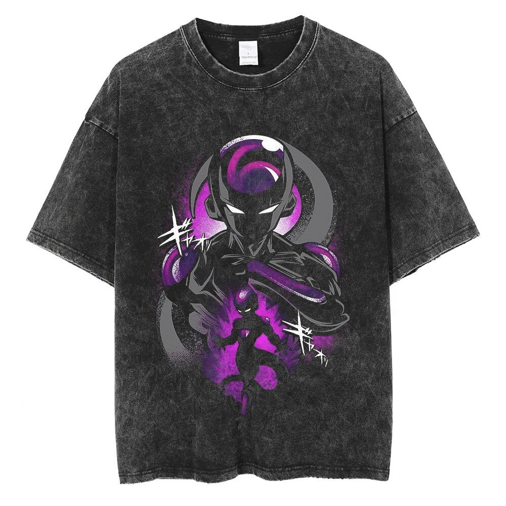 Water washed retro T-shirt street hip-hop anime dragon bead cartoon print graphic casual cotton summer short  sleeved - SkyeDragon Gifts