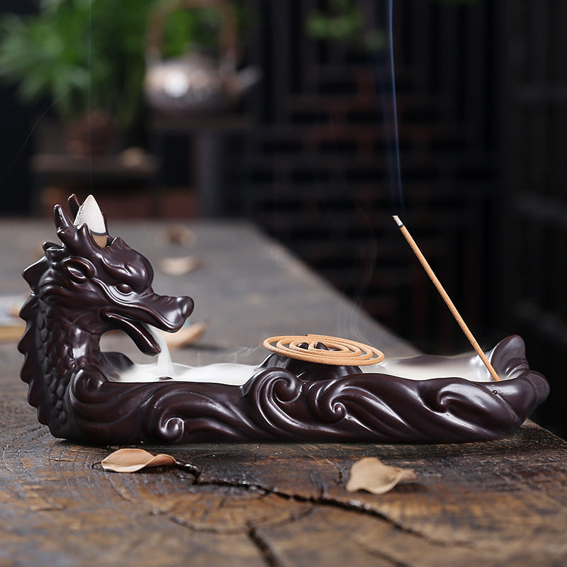 Ceramic Smoke Backflow Aromatherapy Furnace Home Decoration Creative Line Incense Incense Holder Backflow Chinese Dragon Incense Burner - SkyeDragon Gifts