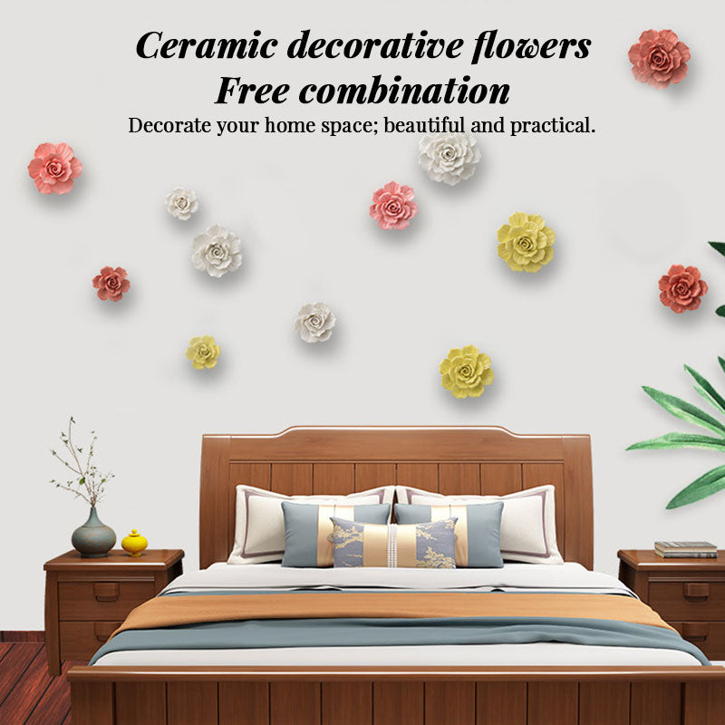 Ceramic 3D Wall Flowers - Hand-Painted Peony, Rose & Camellia Wall Decor for Wedding & Gift - SkyeDragon Gifts